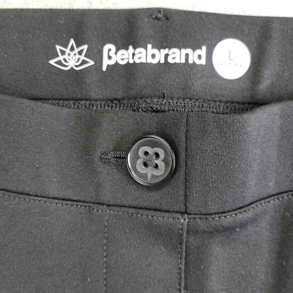 Betabrand Pants Womens Large Petite Black Pull On Tapered Leg Mid Rise Dress - Picture 3 of 16